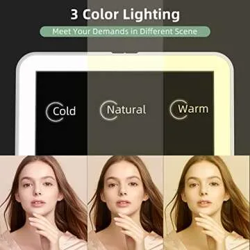 FUNTOUCH Rechargeable Travel Makeup Vanity Mirror with 72 LED Lights, Portable Lighted Beauty Mirror, 3 Lighting Modes, Dimmable Touch Screen, Tabletop Folding Cosmetic Mirror with Storage Bag