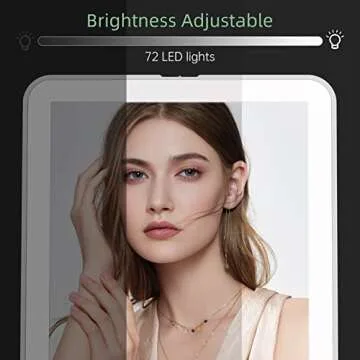 FUNTOUCH Rechargeable Travel Makeup Vanity Mirror with 72 LED Lights, Portable Lighted Beauty Mirror, 3 Lighting Modes, Dimmable Touch Screen, Tabletop Folding Cosmetic Mirror with Storage Bag