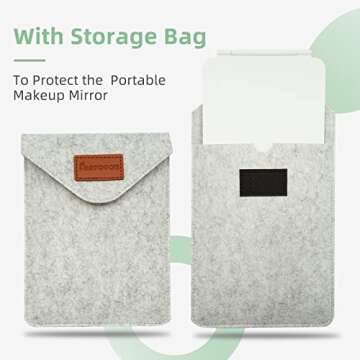 FUNTOUCH Rechargeable Travel Makeup Vanity Mirror with 72 LED Lights, Portable Lighted Beauty Mirror, 3 Lighting Modes, Dimmable Touch Screen, Tabletop Folding Cosmetic Mirror with Storage Bag