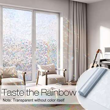 rabbitgoo Window Privacy Film - Stylish Rainbow Decorative Window Cling