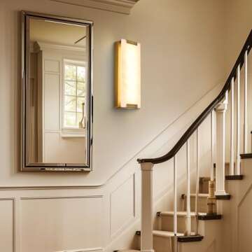 HOMLUCE 14.2in Alabaster Wall Sconce, Large Natural Marble Wall Light Decor, LED Modern Wall Lamp fo...