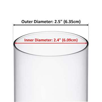 CYS EXCEL 6 PCS (H:14" D:2.5") Open Ended Glass Hurricane Candleholder Tube Shade | Multiple Size Choices Open Flame Candle Chimney Tube Cover | Bottomless Cylinder