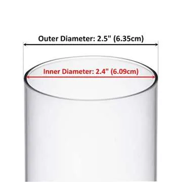 CYS EXCEL 6 PCS (H:14" D:2.5") Open Ended Glass Hurricane Candleholder Tube Shade | Multiple Size Choices Open Flame Candle Chimney Tube Cover | Bottomless Cylinder