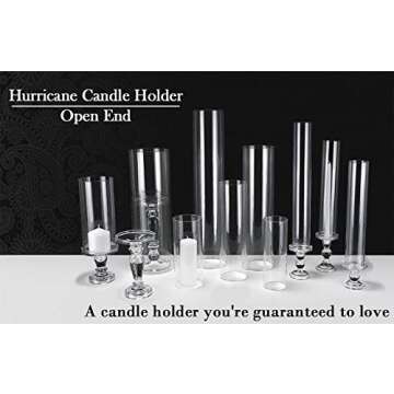 CYS EXCEL 6 PCS (H:14" D:2.5") Open Ended Glass Hurricane Candleholder Tube Shade | Multiple Size Choices Open Flame Candle Chimney Tube Cover | Bottomless Cylinder