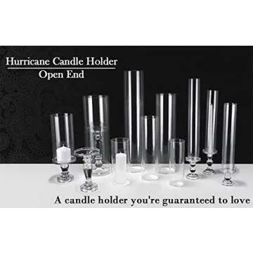 CYS EXCEL 6 PCS (H:14" D:2.5") Open Ended Glass Hurricane Candleholder Tube Shade | Multiple Size Choices Open Flame Candle Chimney Tube Cover | Bottomless Cylinder