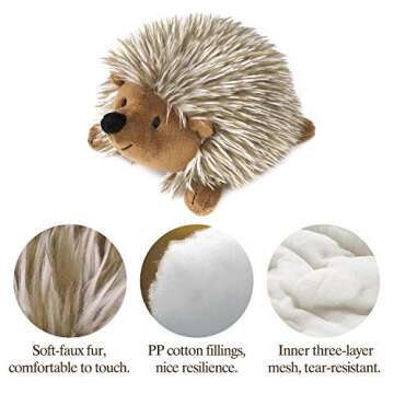 Pawaboo Plush Dog Toy, [2PACK] Non-Toxic Super Soft Faux-Fur Hedgehog Dog Toy Stuffed Biting Training Playing Toys for Dog Puppy, Brown