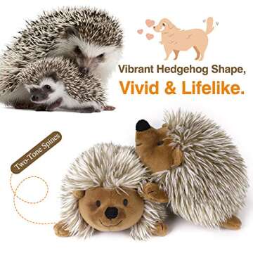 Pawaboo Plush Dog Toy, [2PACK] Non-Toxic Super Soft Faux-Fur Hedgehog Dog Toy Stuffed Biting Training Playing Toys for Dog Puppy, Brown