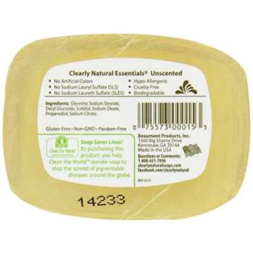 Clearly Natural Glycerine Bar Soap Unscented - 4 oz 4 Pack