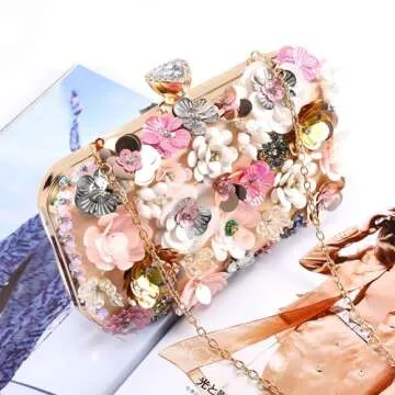 Selighting Colorful Floral Clutch Evening Bags for Women Formal Beaded Wedding Purse Prom Cocktail P...