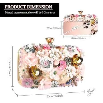 Selighting Colorful Floral Clutch Evening Bags for Women Formal Beaded Wedding Purse Prom Cocktail Party Handbags Apricot