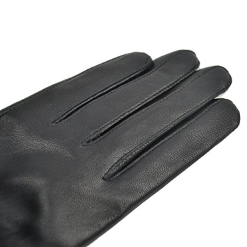 Yosang Women Lambskin Winter Gloves with Fox Fur Trim