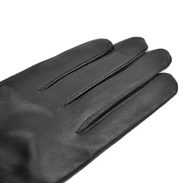 Yosang Women Lambskin Winter Gloves with Fox Fur Trim