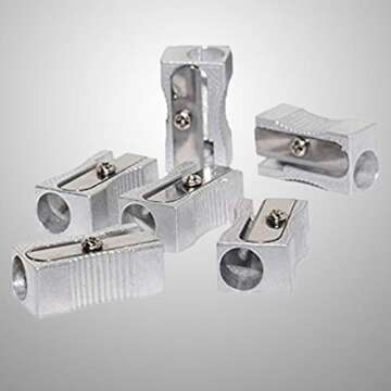 NUOBESTY Pencil Sharpeners Bulk 10pcs Pencil Sharpener Manual Metal One Hole Pencil Sharpeners for Most Size Pencils Silver Metal Pencil Sharpener