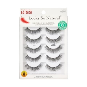 KISS Looks So Natural False Eyelashes Multipack - Lightweight Comfort, 5 Pairs, Reusable, Cruelty-Fr...