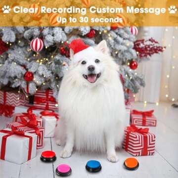 MOLIK Voice Recording Button 4 Color, Dog Buttons for Communication Pet Training Buzzer, 30 Second R...