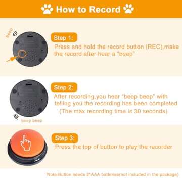 MOLIK Voice Recording Button 4 Color, Dog Buttons for Communication Pet Training Buzzer, 30 Second Record & Playback, for Family Game and Trivia Nights