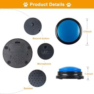 MOLIK Voice Recording Button 4 Color, Dog Buttons for Communication Pet Training Buzzer, 30 Second Record & Playback, for Family Game and Trivia Nights