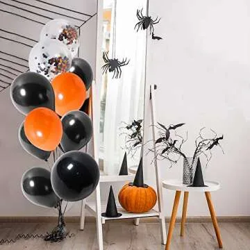 R HORSE 123 Pcs 16 Ft Halloween Balloon Arch Garland Kit, Black, Orange, White, Confetti Balloons Decorating Strip for Halloween Party Decorations