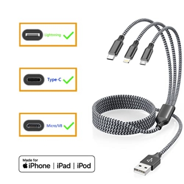 Multi Charging Cable 3Pack - 4FT Braided Cord