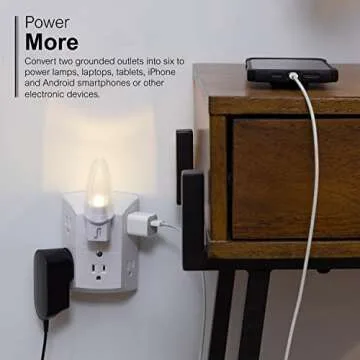 GE 6-Outlet Extender, 2 Pack, Grounded Wall Tap, Adapter Spaced Outlets, 3-Prong Outlet Splitter, Multiple Plug, Quick and Easy Install, Cruise Essentials, UL Listed, White, 40222