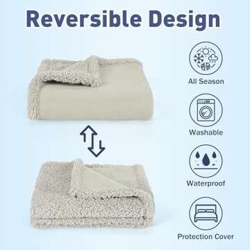 Kritter Planet Waterproof Puppy Blanket for Small Dogs, Pee Proof Sherpa Fleece Pet Blanket, Reversi...