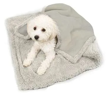 Kritter Planet Waterproof Puppy Blanket for Small Dogs, Pee Proof Sherpa Fleece Pet Blanket, Reversible Cover for Couch Bed, Liquid Proof Furniture Protector