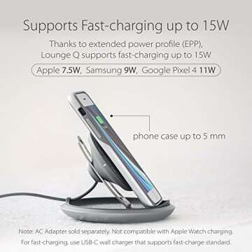Moshi Lounge Q Wireless Charger Stand - Fast Charging & Adjustable