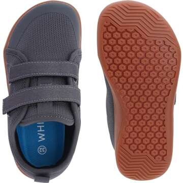 WHITIN Toddlers Wide Barefoot Shoes for Boys Girls Minimalist Zero Drop Sneakers Size 10 Toddlers Little Kid Athletic Walking Tennis Sports Wide Toe Box Flat Grey Gum 27