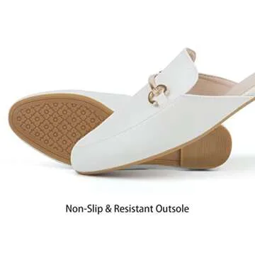 Samilor Women Mules Comfortable Slip On Backless Loafers - White PU