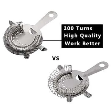 Sky Fish Hawthorne Cocktail Strainer Stainless Steel Bar Strainer Professional 4 Prong Strainer with...