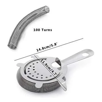 Sky Fish Hawthorne Cocktail Strainer Stainless Steel Bar Strainer Professional 4 Prong Strainer with 100 Wire Spring