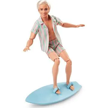 Collectible Barbie The Movie Ken Doll with Surfboard & Outfit