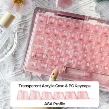 KiiBoom Phantom 81 V2 75% Hot Swappable Upgraded Crystal Gasket-Mounted Mechanical Keyboard, Triple Mode NKRO Gaming Keyboard with South-Facing RGB, Clear Keycaps, 4000mAh Battery for Win/Mac (Pink)