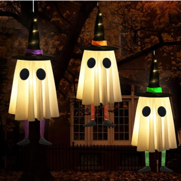 3 Glowing Hanging Ghosts for Halloween Decorations
