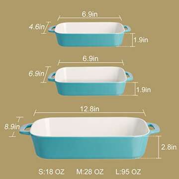 Sweejar Ceramic Bakeware Set, Rectangular Baking Dish for Cooking, Kitchen, Cake Dinner, Banquet and Daily Use, 9x13 Casserole Dishes for Oven Porcelain Baking Pans (Navy)