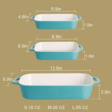 Sweejar Ceramic Bakeware Set, Rectangular Baking Dish for Cooking, Kitchen, Cake Dinner, Banquet and Daily Use, 9x13 Casserole Dishes for Oven Porcelain Baking Pans (Navy)