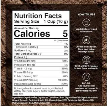 VitaCup Organic Genius Keto Coffee Pods, Increase Energy & Focus w/MCT Oil, Turmeric, B Vitamins, D3, Medium Dark Roast, Bold, Smooth, Single Serve Pod Compatible w/Keurig K-Cup Brewers,64 Ct