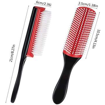 Styling Hair Brush 9 Row Cushion Nylon Bristle with Anti-static Rubber Pad Parting Combs for Women & Men Curly Styling, Separating,Shaping,Smoothing,Blow-Drying All Hair, Red, 21x3.5x6cm