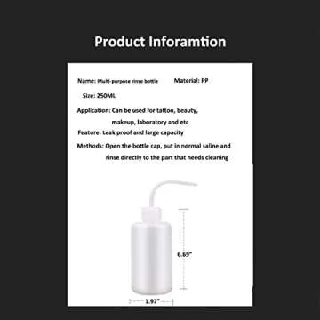 250ML 2PC Plastic Squeeze Bottle Safety Rinse Bottle Wash Bottle Squeeze Watering Can Water Squirt Irrigation Bottle Tattoo Wash Bottle 250ML Medical Lab,Tattoo Supplies Bend Mouth Scale Mark Black