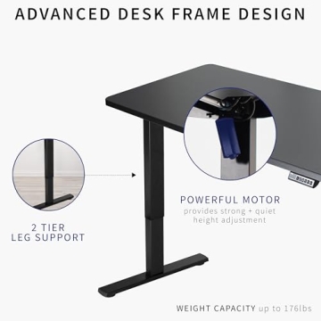 VIVO Electric Standing Desk with Memory Controller Black Frame