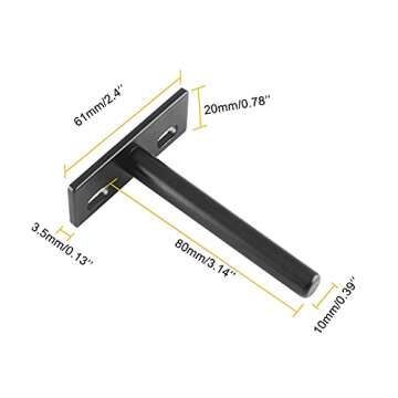 Luomorgo 4 Pcs Floating Shelf Bracket 3 Inch Shelf Brackets Heavy Duty Black Blind Shelf Support Bra...