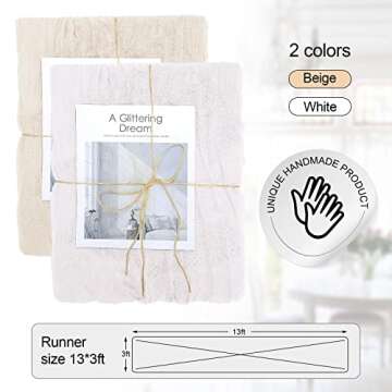 2 Pack Cheesecloth Gauze Table Runner, 13 Ft x 35 Inch Semi Sheer Table Cheese Cloth for Wedding Decor Bridal Shower Rustic Boho (Apricot, White)