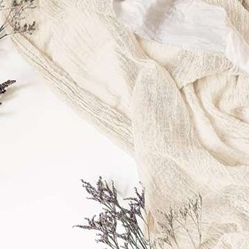 2 Pack Cheesecloth Gauze Table Runner, 13 Ft x 35 Inch Semi Sheer Table Cheese Cloth for Wedding Decor Bridal Shower Rustic Boho (Apricot, White)