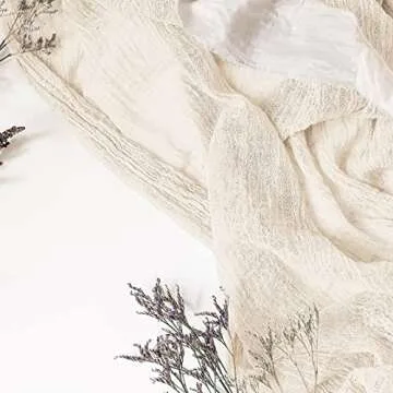 2 Pack Cheesecloth Gauze Table Runner, 13 Ft x 35 Inch Semi Sheer Table Cheese Cloth for Wedding Decor Bridal Shower Rustic Boho (Apricot, White)