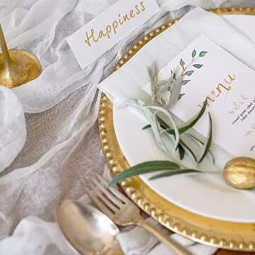 2 Pack Cheesecloth Gauze Table Runner, 13 Ft x 35 Inch Semi Sheer Table Cheese Cloth for Wedding Decor Bridal Shower Rustic Boho (Apricot, White)