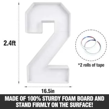 2025 Graduation Decorations - 2FT Large PRE-CUT 2025 Marquee Numbers Kit - Mosaic Foam Board Sign - Class of 2025 Party Supplies Decor for Kindergarten Preschool High School Christmas Wedding Prom