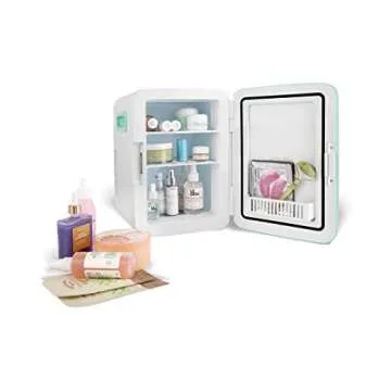 Cooluli 10L Mini Fridge for Bedroom - Car, Office Desk & College Dorm Room - 12V Portable Cooler & Warmer for Food, Drinks, Skincare, Beauty, Makeup & Cosmetics - AC/DC Small Refrigerator (Turquoise)