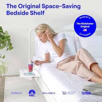 BedShelfie Bedside Shelf, Bunk Bed & Top Bunk, College Dorm Room Essentials, Clip On Nightstand, Bed...