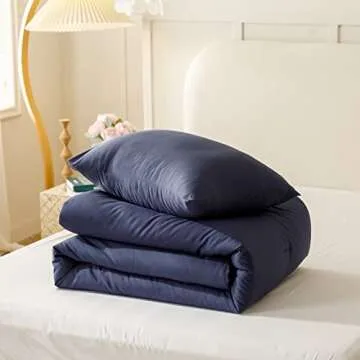 ROSGONIA Twin Comforter Set Lightweight Bedding Navy Blue