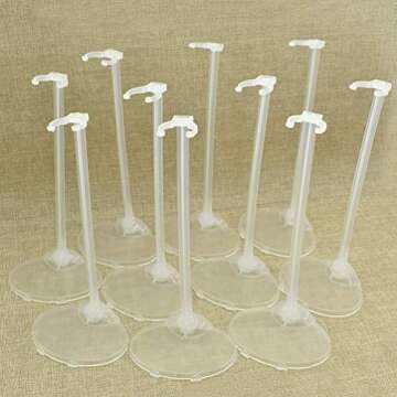 Qlychee 10pcs Transparent Stand Support for Dolls Mini Display Holder